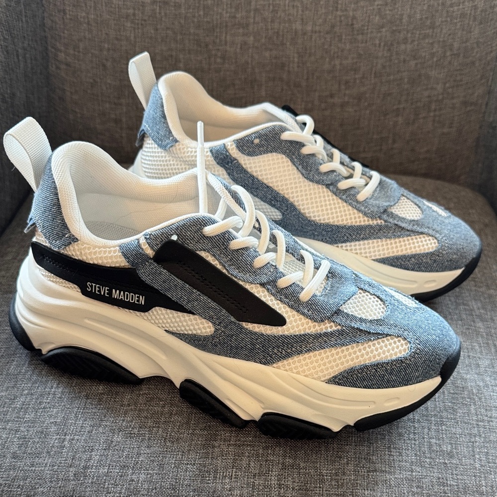 Steve Madden Denim and White Athletic Shoes